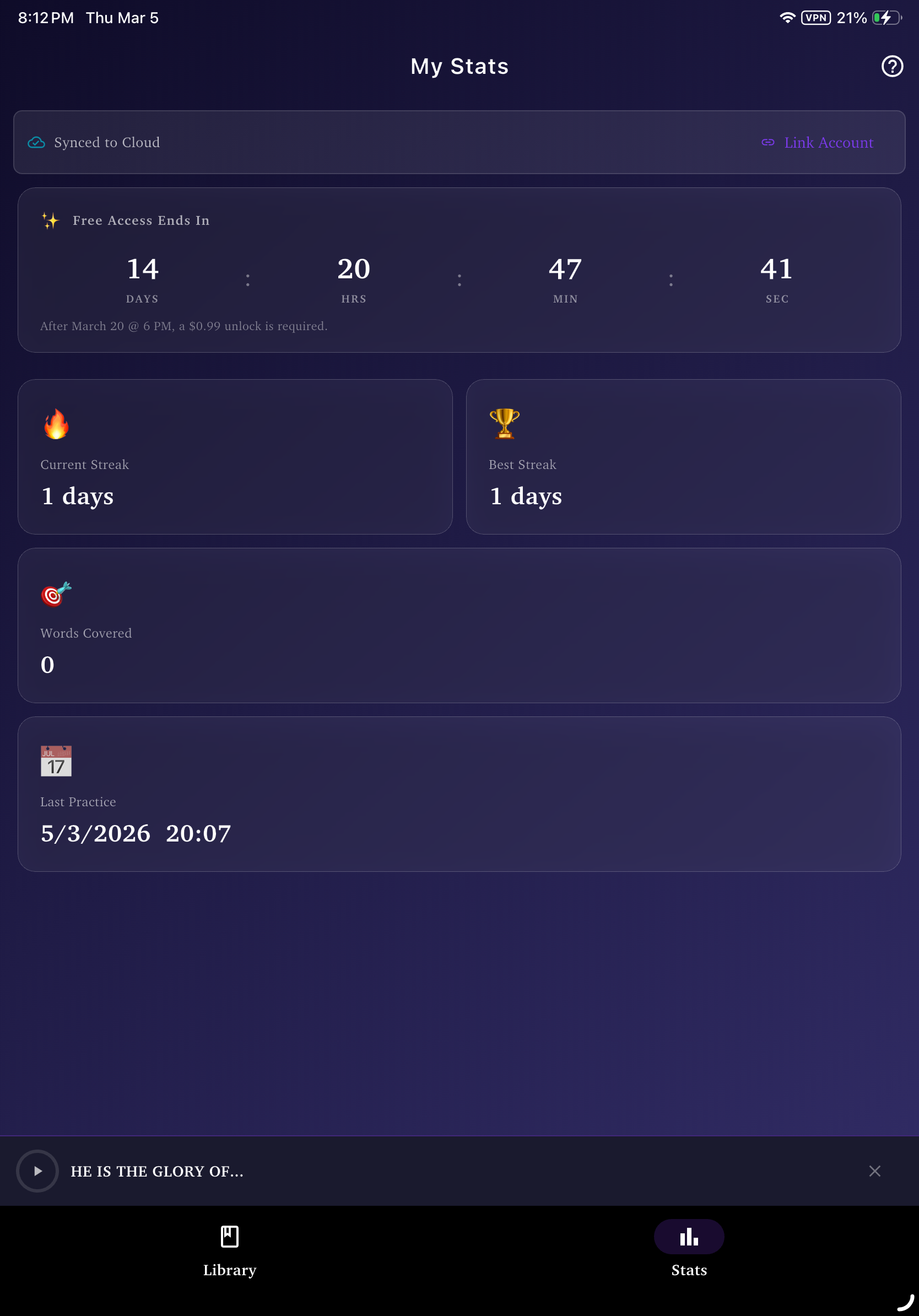 Unveiled screenshot showing progression indicators