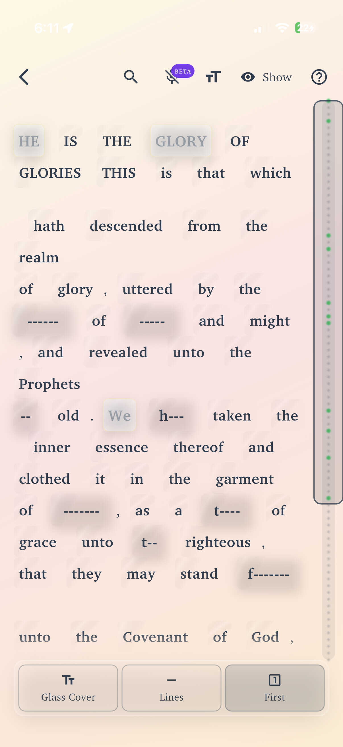 Unveiled screenshot showing reveal controls