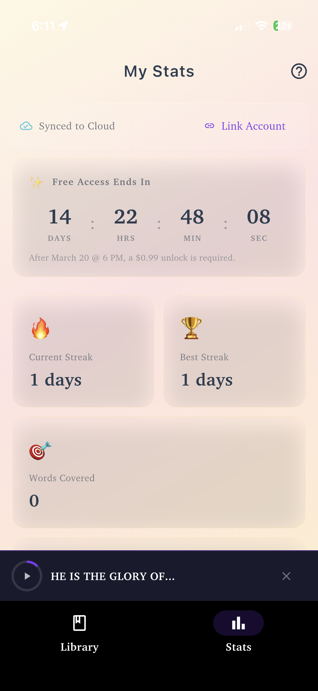 Unveiled screenshot showing memorization mode